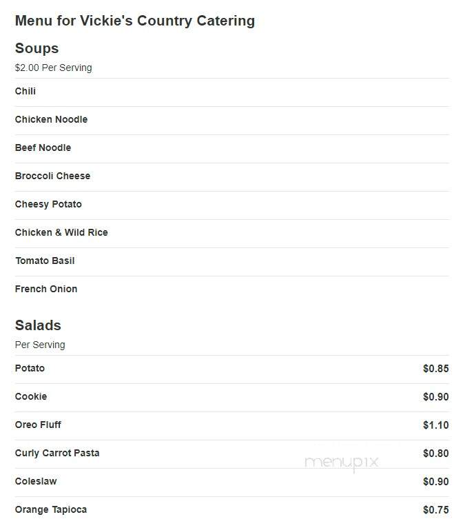 Vickie's Country Catering - Fenton, IA menu_pic
