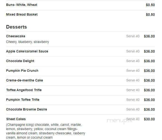Vickie's Country Catering - Fenton, IA menu_pic