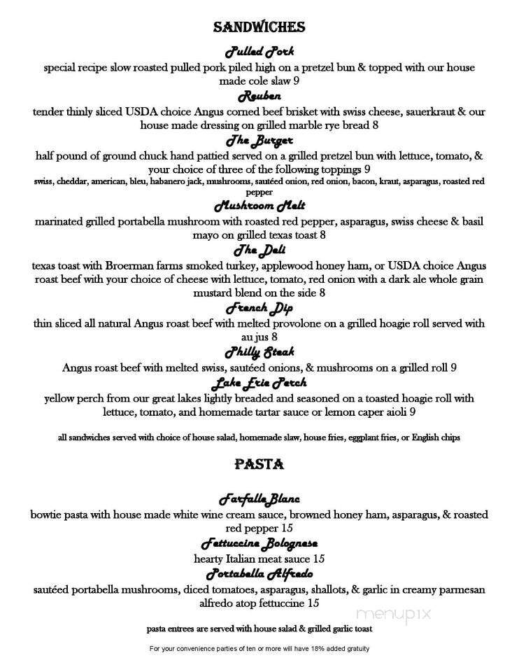 The Woods at Possum Run Bar and Grill - Mansfield, OH menu_pic