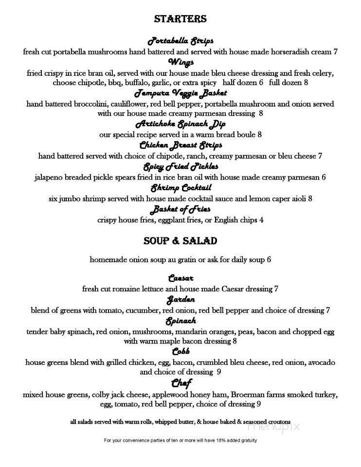 The Woods at Possum Run Bar and Grill - Mansfield, OH menu_pic