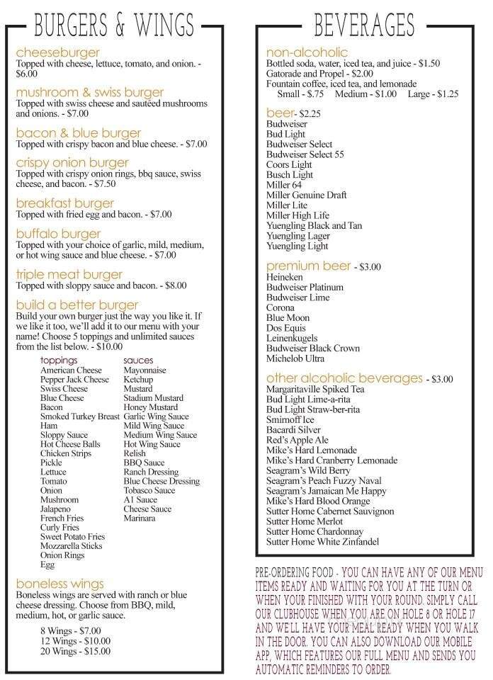 The Woods at Possum Run Bar and Grill - Mansfield, OH menu_pic