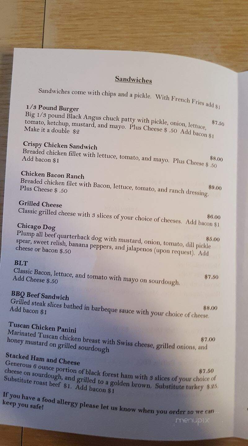 Bleachers Sports Bar - Hancock, MI menu_pic