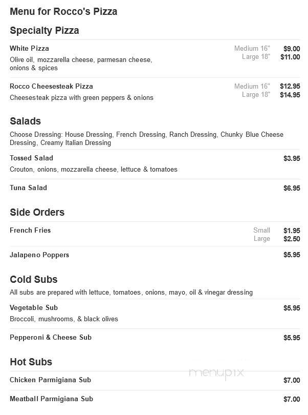 Rocco's Pizza - Selinsgrove, PA menu_pic