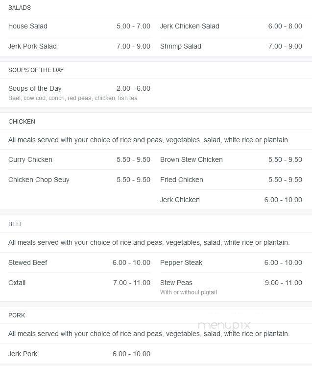 Jerk Fish Jamaican Restaurant - Middletown, CT menu_pic