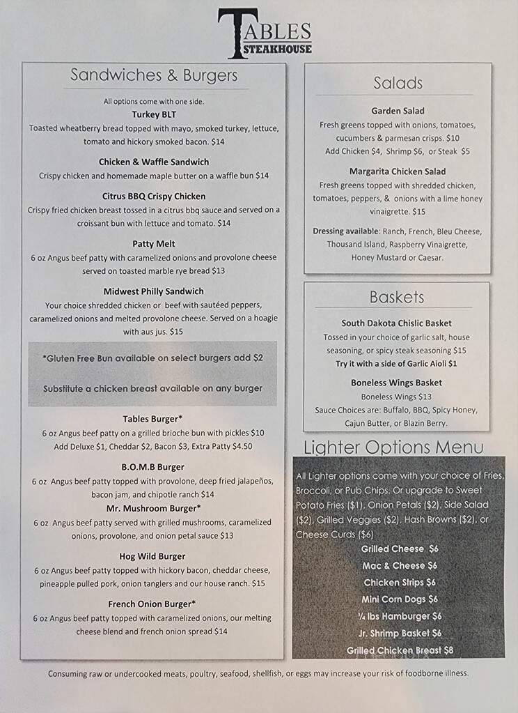 Castlewood Steak House - Castlewood, SD menu_pic