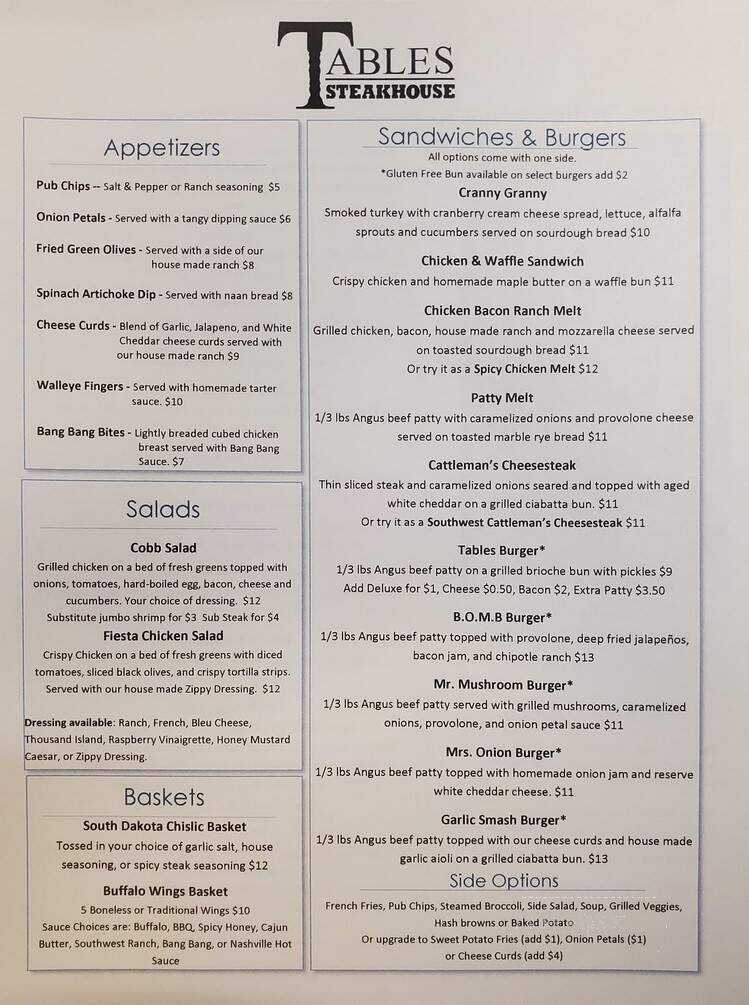 Castlewood Steak House - Castlewood, SD menu_pic