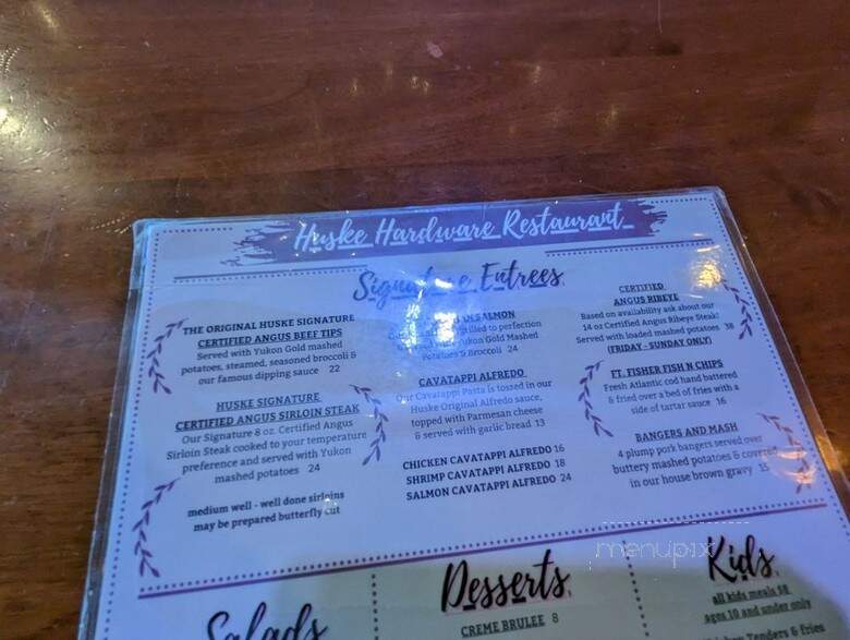 Huske Hardware House Restaurant and Brewery - Fayetteville, NC menu_pic