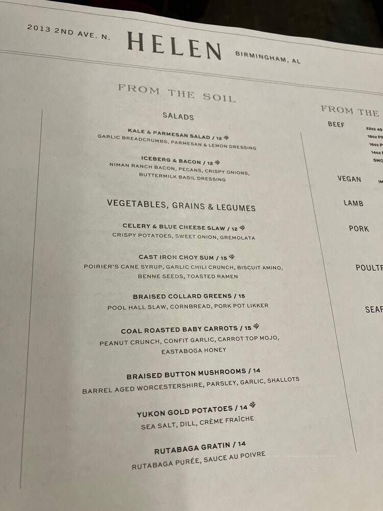 Helens Cafe - Birmingham, AL menu_pic