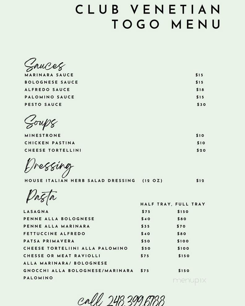Club Venetian - Madison Heights, MI menu_pic