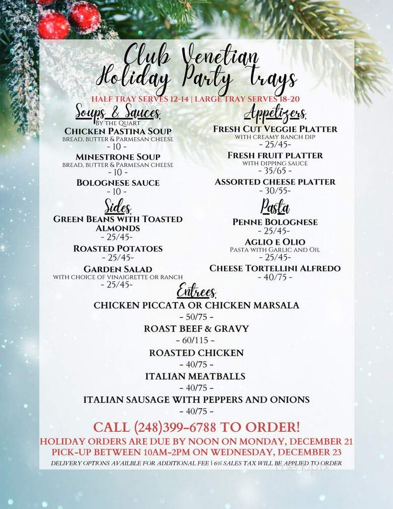 Club Venetian - Madison Heights, MI menu_pic