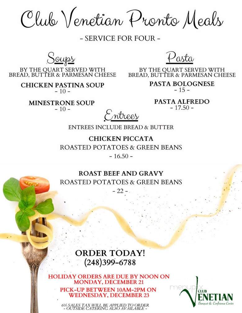 Club Venetian - Madison Heights, MI menu_pic