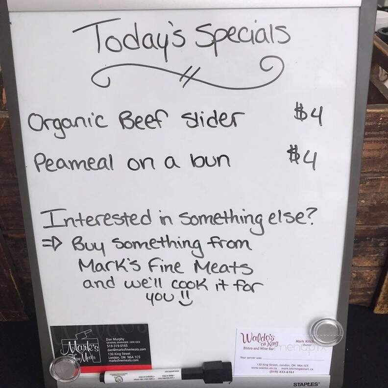 Waldo's On King Bistro & Wine Bar - London, ON menu_pic