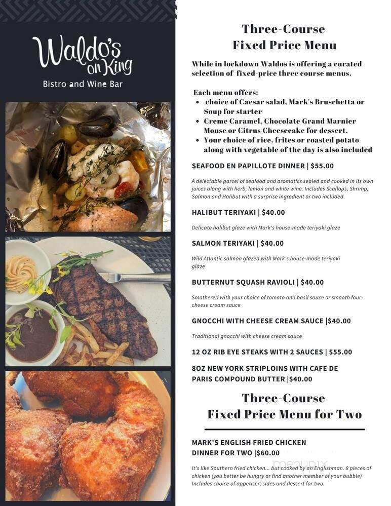 Waldo's On King Bistro & Wine Bar - London, ON menu_pic