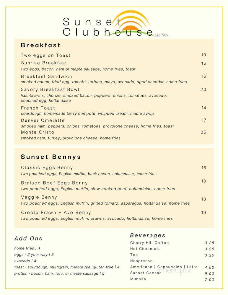 Sunset Ranch Golf & Country Club - Kelowna, BC menu_pic