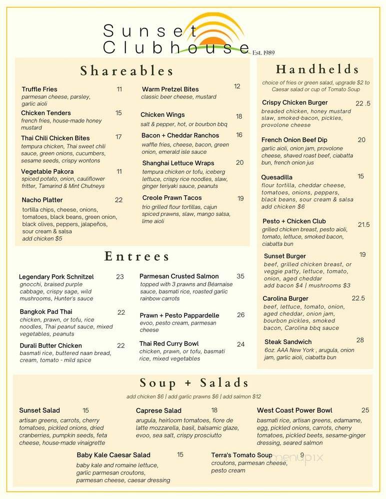 Sunset Ranch Golf & Country Club - Kelowna, BC menu_pic