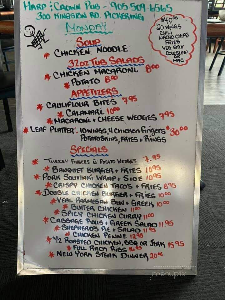 Harp & Crown - Pickering, ON menu_pic