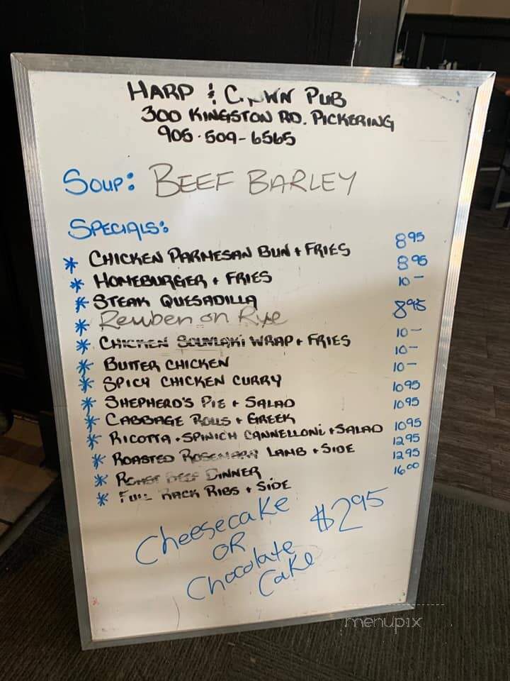 Harp & Crown - Pickering, ON menu_pic