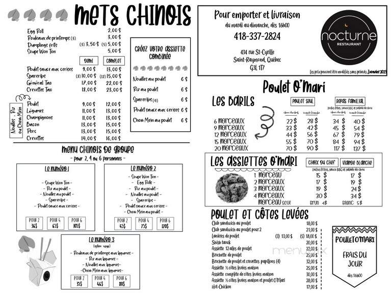 Restaurant Le Nocturne - Saint-Raymond, QC menu_pic