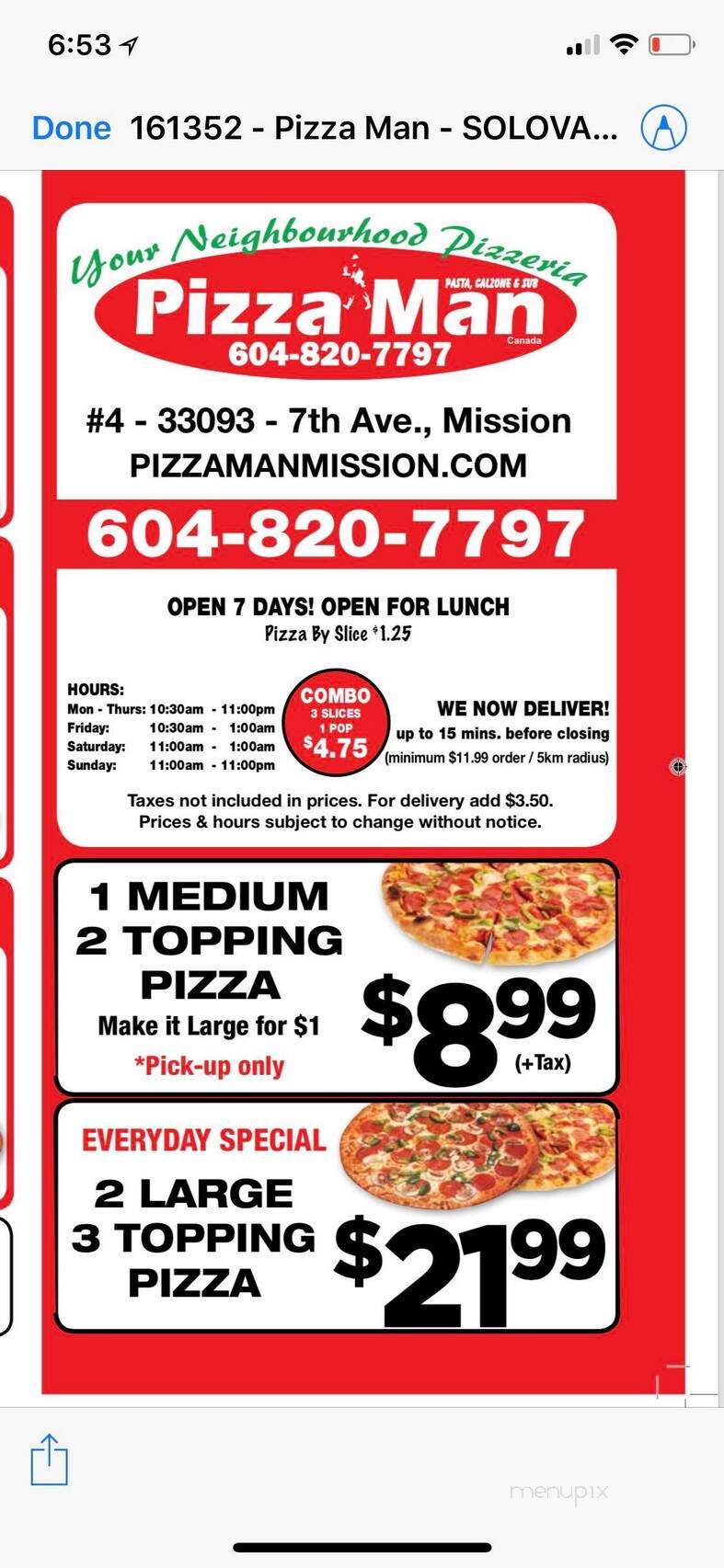 Pizza Man - Mission, BC