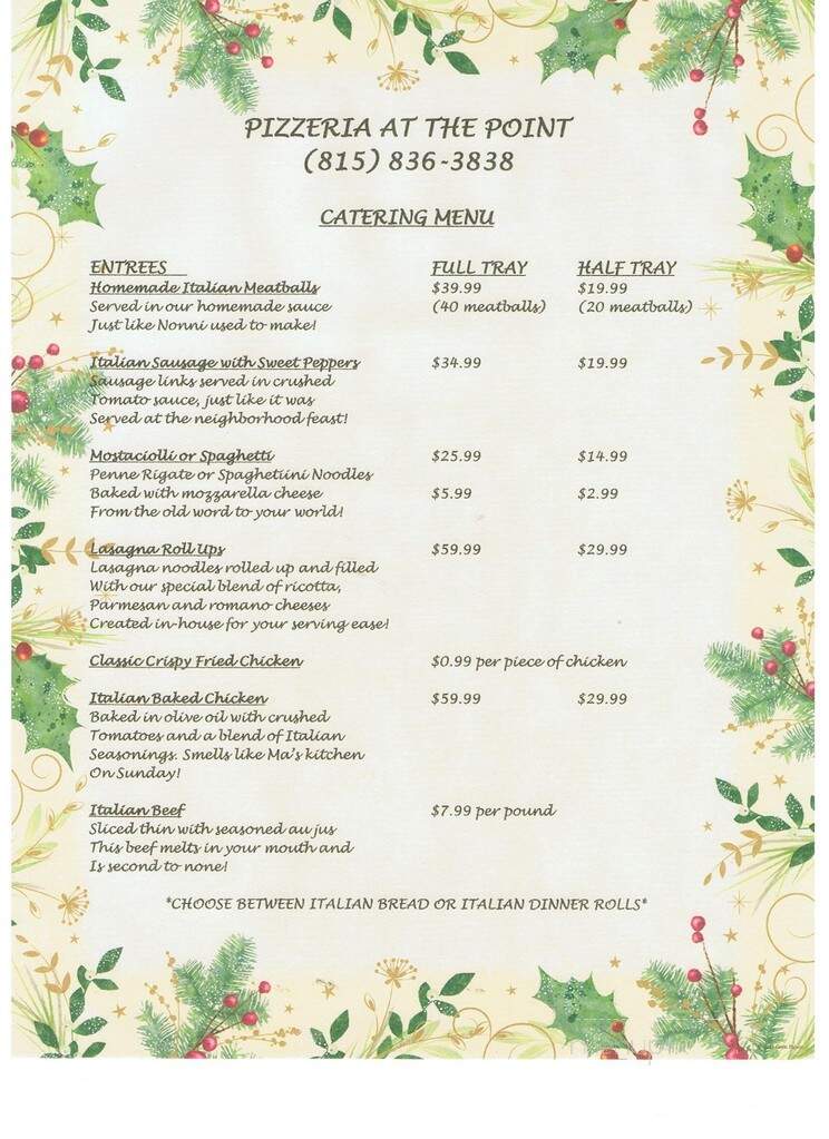 Pizzeria At The Point - Lockport, IL menu_pic