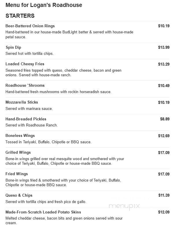 Logan's Roadhouse - West Monroe, LA menu_pic
