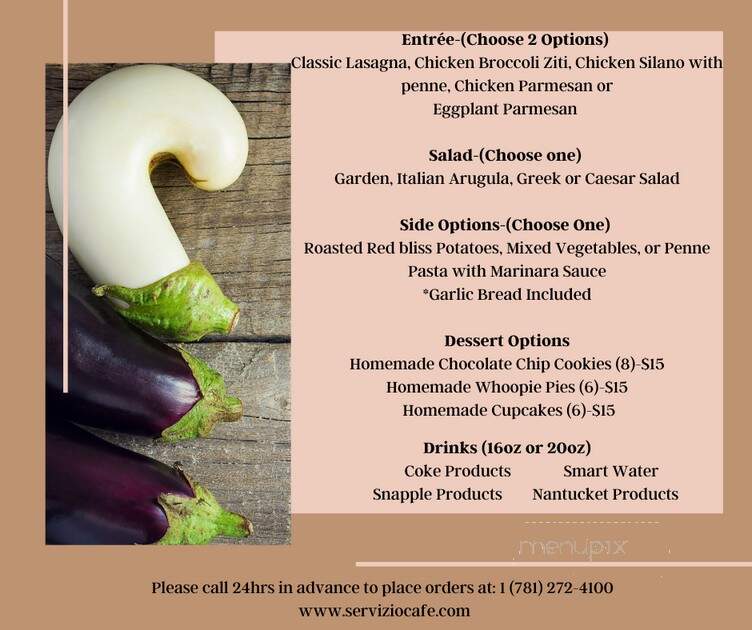 Servizio - Burlington, MA menu_pic