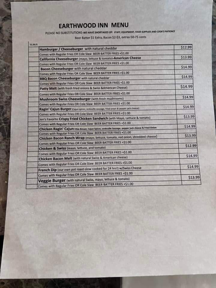 Earthwood Inn Motel - Two Harbors, MN menu_pic