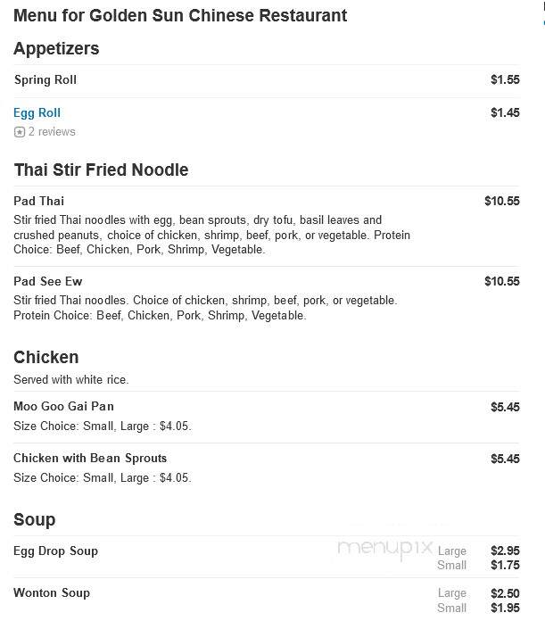 Golden Sun Chinese - Ocean, NJ menu_pic