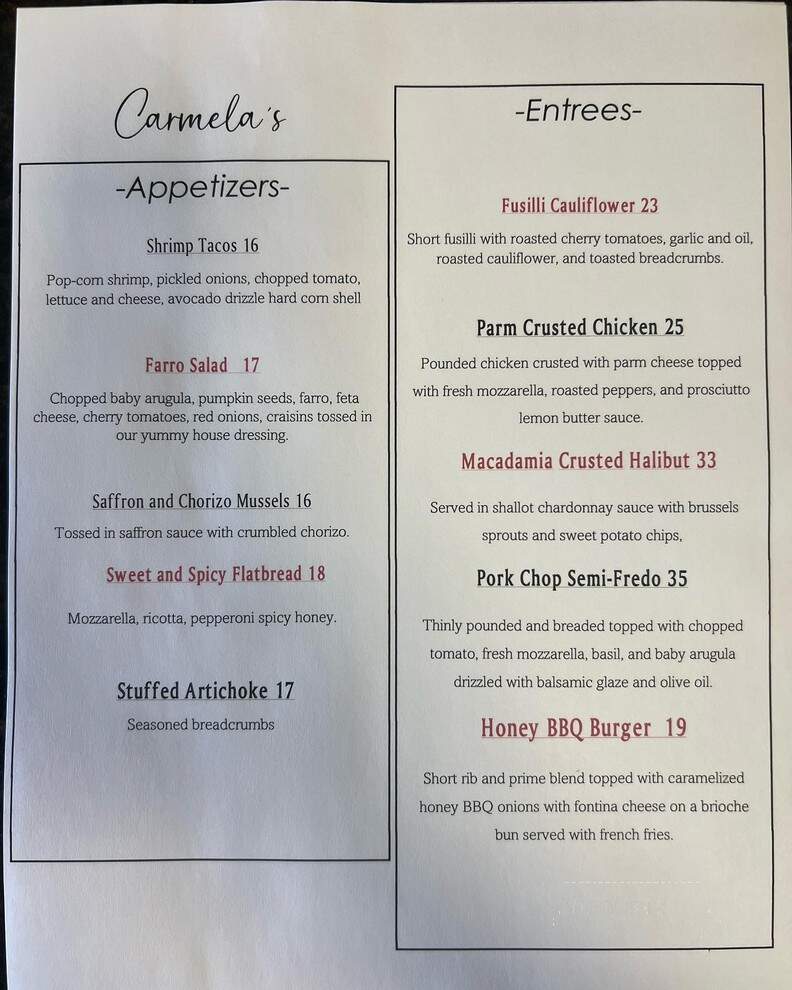 Carmela's Pizza - Massapequa, NY menu_pic