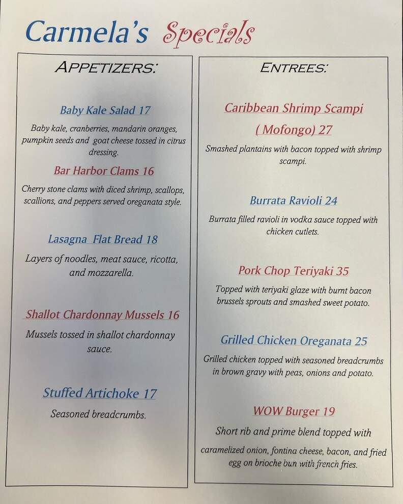 Carmela's Pizza - Massapequa, NY menu_pic