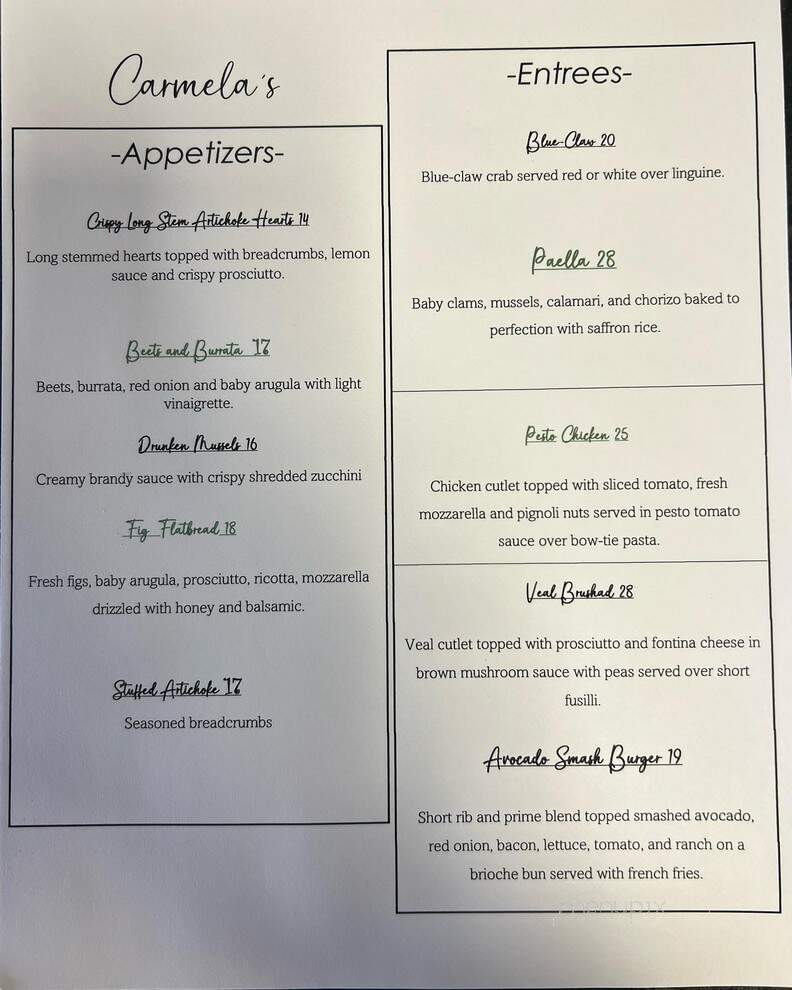 Carmela's Pizza - Massapequa, NY menu_pic