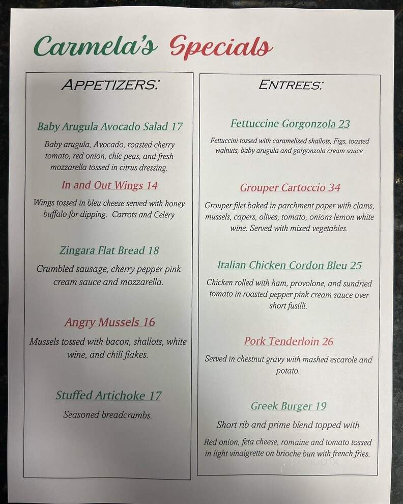 Carmela's Pizza - Massapequa, NY menu_pic