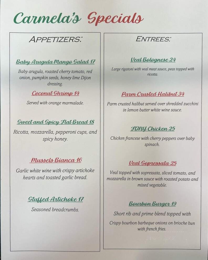 Carmela's Pizza - Massapequa, NY menu_pic