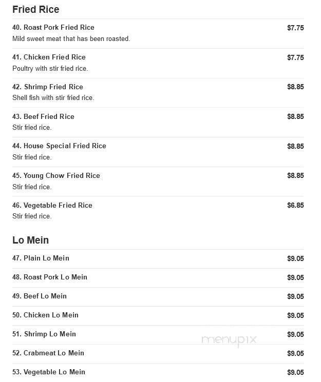 Hong Kong Chinese Restaurant - Copiague, NY menu_pic
