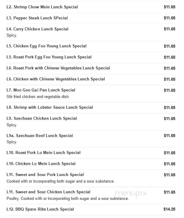 Hong Kong Chinese Restaurant - Copiague, NY menu_pic