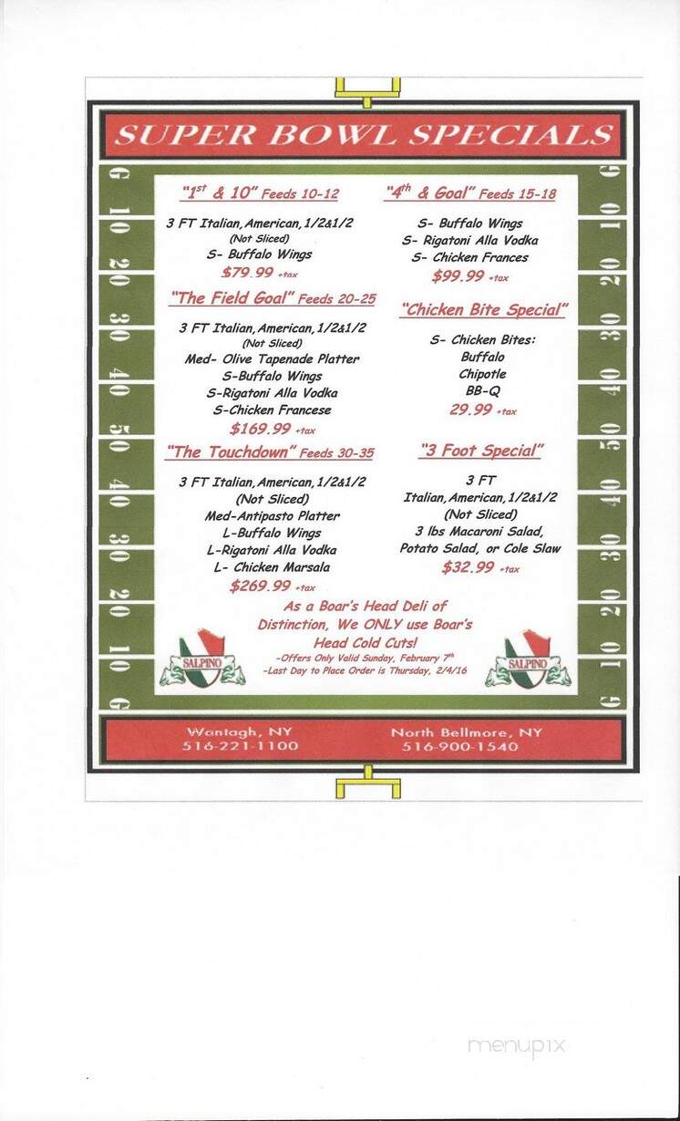 Salpino III Italian Deli - North Babylon, NY menu_pic