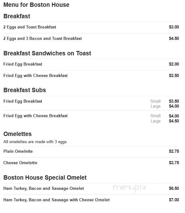 Boston House - Reading, PA menu_pic