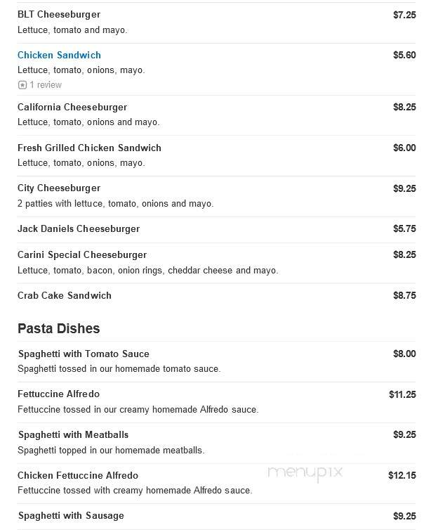 Carini Pizza - Mahanoy City, PA menu_pic