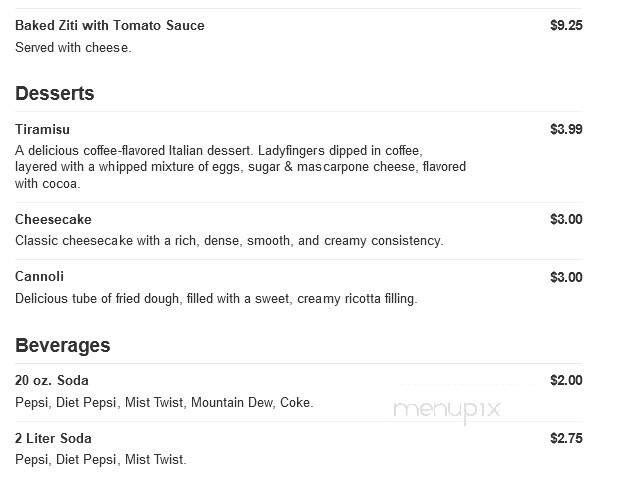 Carini Pizza - Mahanoy City, PA menu_pic