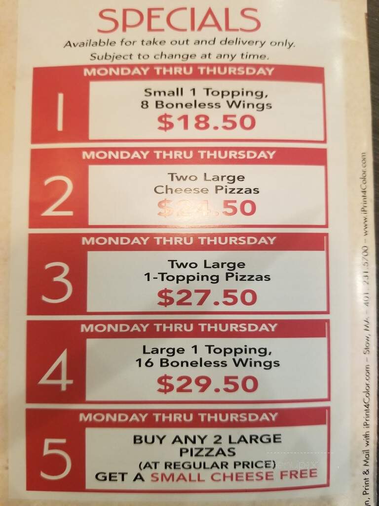 Supreme Pizza - Cumberland, RI menu_pic