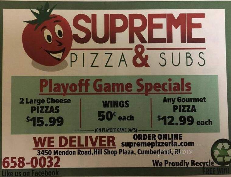 Supreme Pizza - Cumberland, RI menu_pic