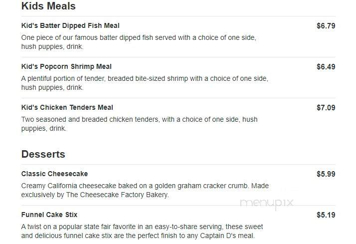 Captain D's Seafood - Sparta, TN menu_pic