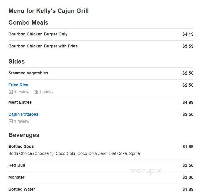 Kelly's Cajun Grill - Nashville, TN menu_pic