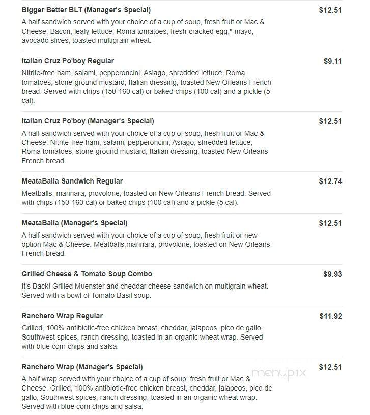 Jason's Deli - Grapevine, TX menu_pic