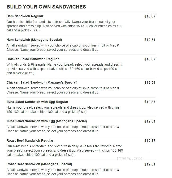 Jason's Deli - Grapevine, TX menu_pic