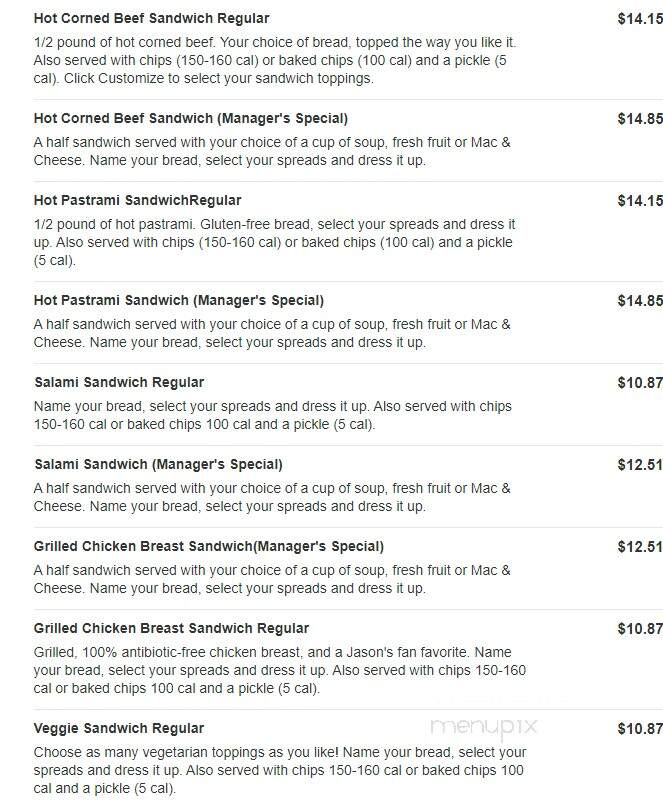 Jason's Deli - Grapevine, TX menu_pic