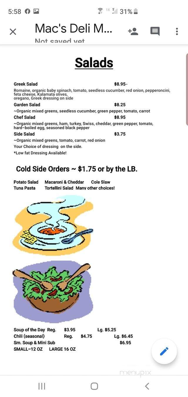 Mac's Deli & Sandwich Shop - Kenosha, WI menu_pic