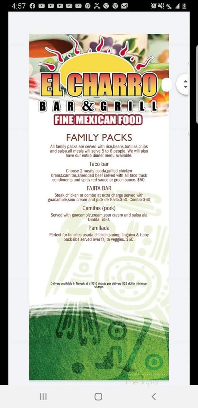 El Charro Restaurant - Turlock, CA menu_pic