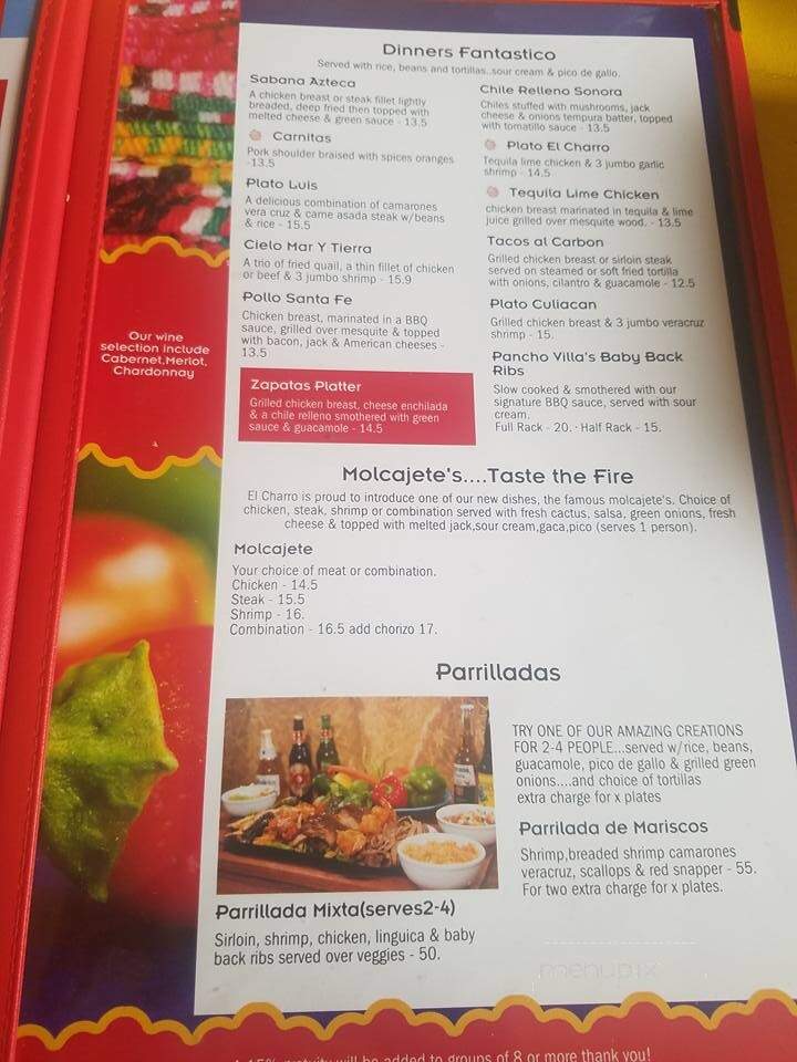 El Charro Restaurant - Turlock, CA menu_pic