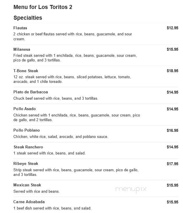 Los Toritos Restaurant - Aurora, CO menu_pic